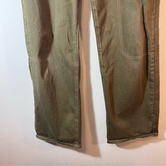 Dokotoo Olive Green High Waisted Wide Leg Cargo Pants Size 12 Contrast Stitch - Picture 5 of 11